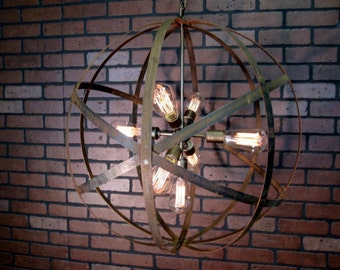 24" Rustic Chandelier Industrial Lighting Farmhouse Chandelier Pendant Lighting Orb Ceiling Light Sputnik Light Fixture