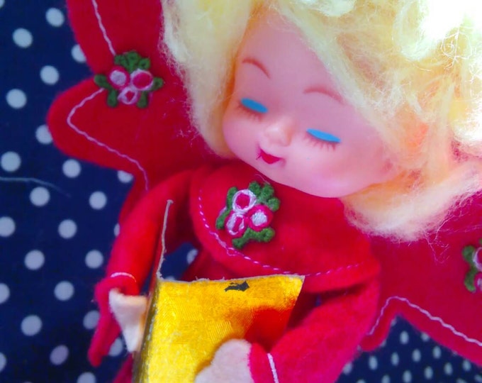 Vintage Angel Tree Topper in Red Felt Dress Etsy