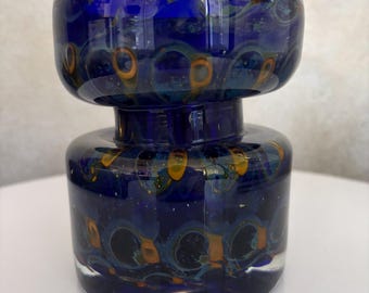 Eisch Art Glass Vase "Peacock Eye", 1970s