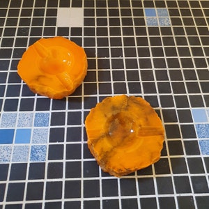 2 x Ashtray Alabaster Italy orange 60s / 70s - new - old stock
