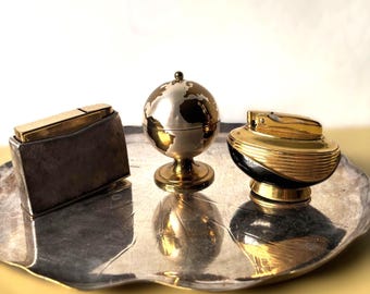 Mid-Century Table Lighters – Ronson Lotus, Consul Crown & Globus, 1950s/60s