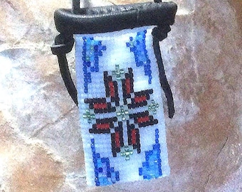 Beaded Medicine Pouch: Tribal Inspired Design, Deerskin Trim