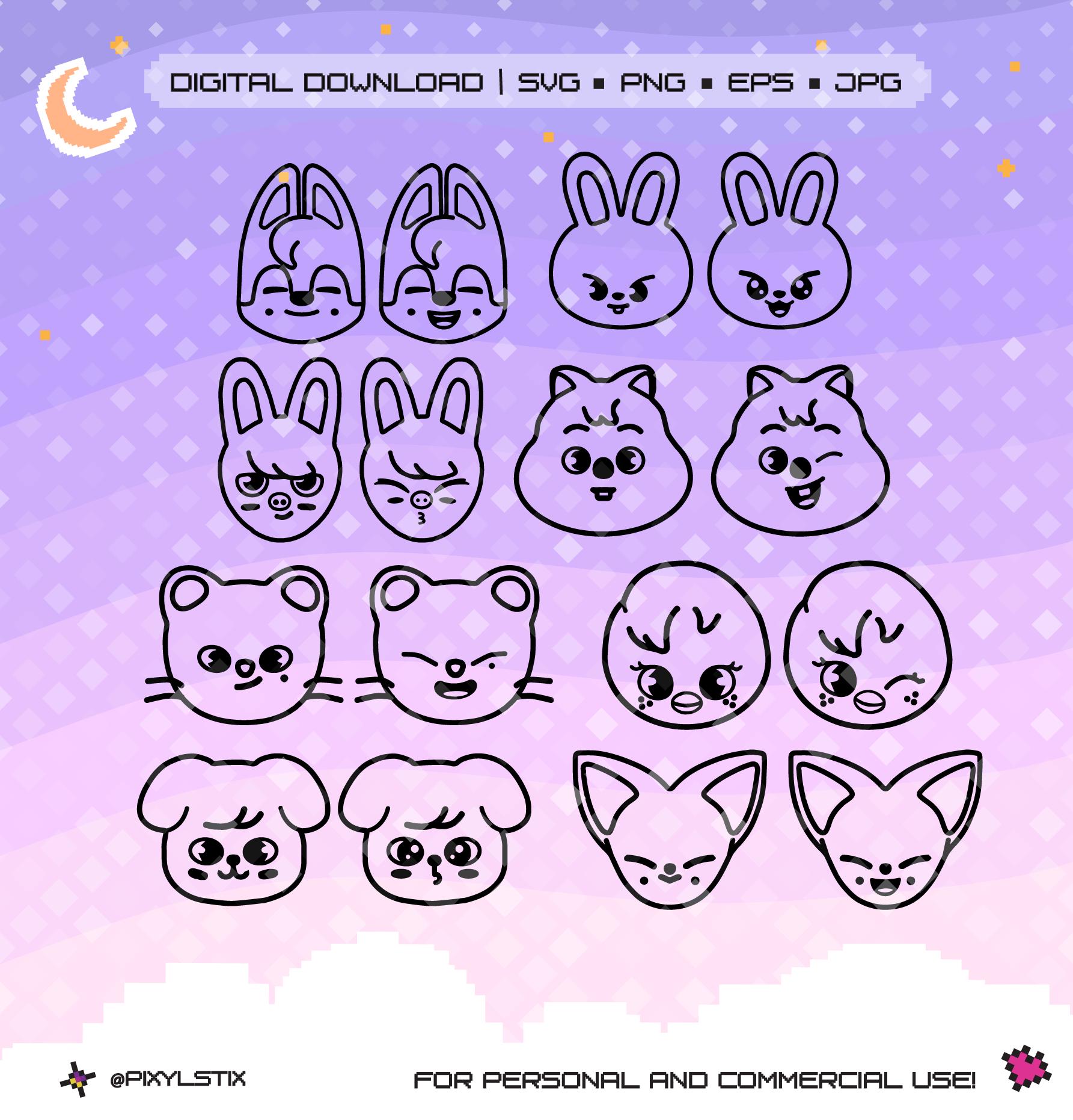 SKZ Stray Kids SKZOO Face Expressions Vector Files | Svg, Png, Jpg