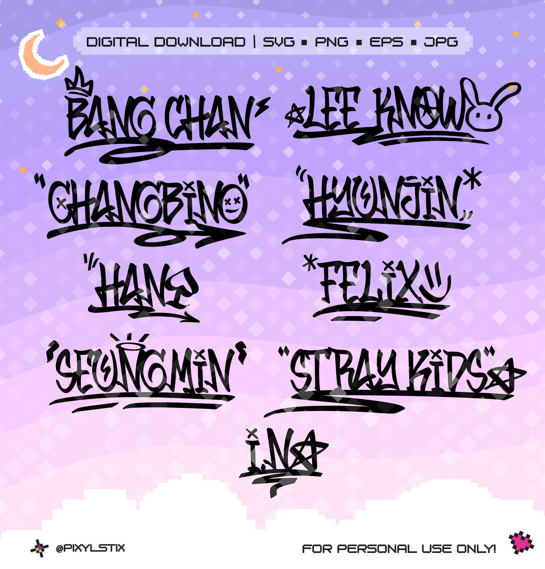 SKZ Stray Kids Graffiti Doodle Vector Files | Svg, Png, Jpg, Eps