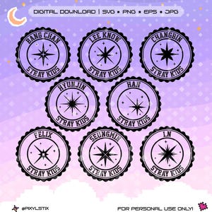 Vectoriels de timbres étoile individuels SKZ Stray Kids | svg, png, jpg, eps | Fichiers de découpe pour Cricut et Silhouette