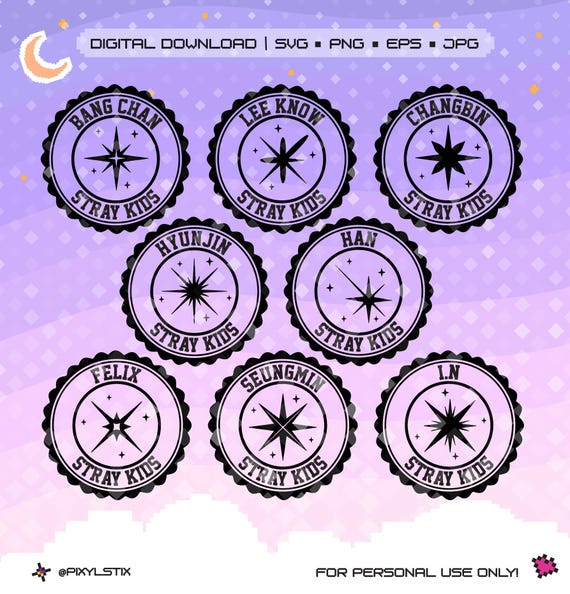 SKZ Stray Kids Individual Star Stamp Vector Files | Svg, Png