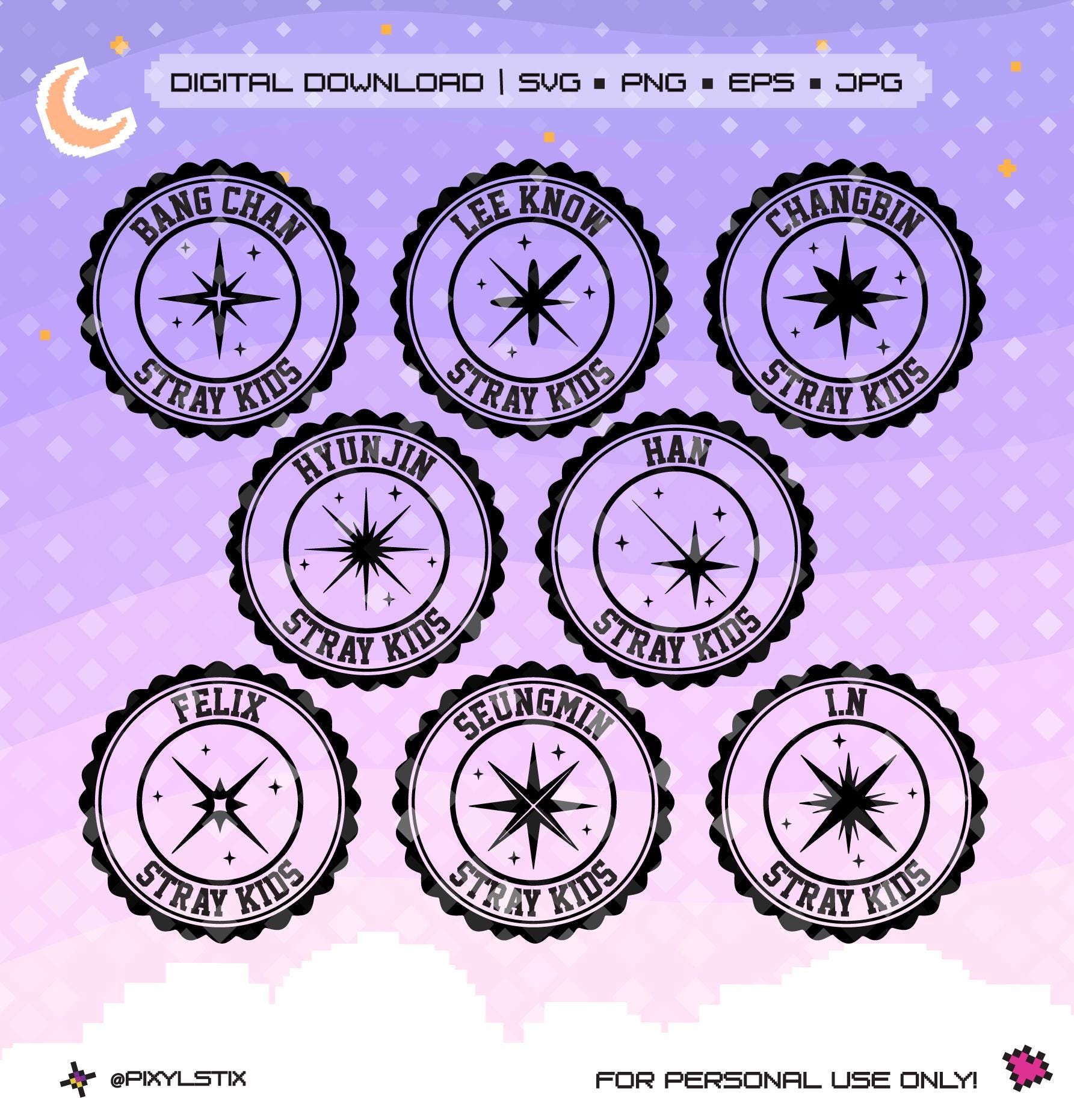 SKZ Stray Kids Individual Star Stamp Vector Files | Svg, Png