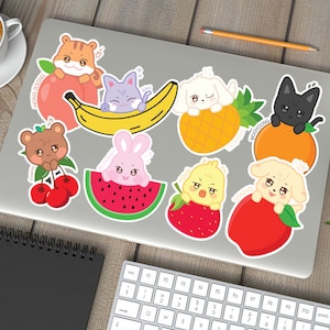 ATZ Ateez Aniteez Character Fruit Sticker  | Laminated Die Cut Vinyl | Kpop Sticker