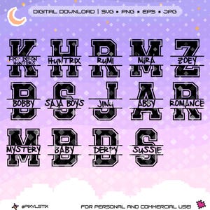 KPDH | KPop Demon Hunters Varsity Monogram Vector Files | svg, png, jpg, eps | Cut Files for Cricut and Silhouette