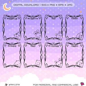 Archivos vectoriales de ATZ Ateez Aniteez Heart Tarot / Tarjeta fotográfica Top Loader Deco / svg, png, jpg, eps / Archivos de corte para Cricut y Silhouette