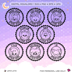 Pliki wektorowe znaczków SKZ Stray Kids Skzoo | svg, png, jpg, eps | Pliki do cięcia dla Cricut i Silhouette