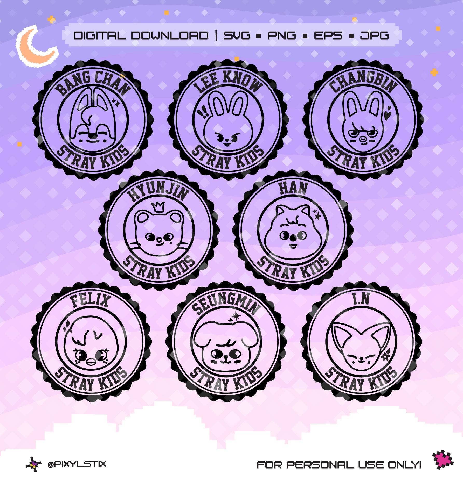 SKZ Stray Kids Skzoo Stamp Vector Files | Svg, Png, Jpg, Eps