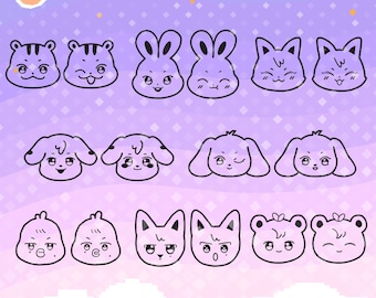 ATZ Ateez Aniteez Face Expressions Vector Files | svg, png, jpg, eps | Cut Files for Cricut and Silhouette