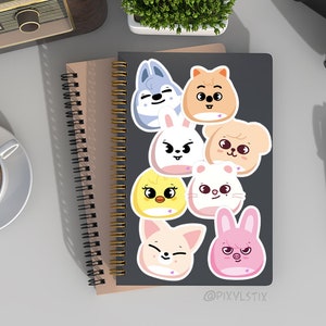 SKZ Stray Kids Skzoo Charakter Chibi Marshmallow Aufkleber | Laminiertes gestanztes Vinyl | Kpop Aufkleber