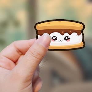 S&#39;mores Marshmallow Chocolate Sticker | Laminated Die Cut Vinyl | Scrapbook, Journal, Notebook Sticker