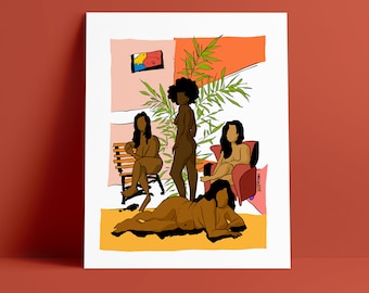 Body Positive Print | Body Positivity Wall Art | Floral Woman Line Drawing | Body Positive Line Art | Curvy Woman Art Print | Houseplants
