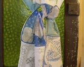 Vintage Hanky Scarf / Souvenir Scarf / Upcycled Hankies Summer Scarf / Boho Chic Accessory / Scarves from Around the World