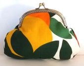 Makeup Bag, Cosmetic Pouch, Toiletries Bag, Kiss Lock Purse, Small Summer Clutch, Small Summer Bag