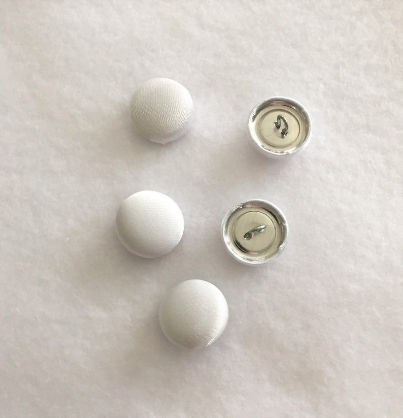 Covered White Satin Buttons Fashion Notions Buttons for Blouses and Craft Supplies Package of 5 Clothing Accessories