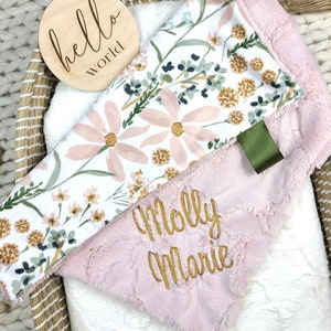 Lovey Blanket Personalized - Daisy Dreams - Girl Lovie Blanket - Security Blanket - 17x17 inches