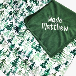 Woodland Forest Baby Blanket - Personalized Baby Blanket Boy - Baby Shower Gift - Tree Baby Blanket