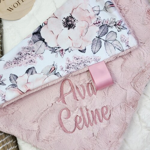 Girl Lovey Blanket Personalized Vintage Floral Lovey Boho Etsy