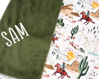 Personalized Western Baby Blanket - Boy Baby Blanket - Soft Baby Blanket for Newborn Baby Shower Gift