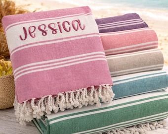 Turkish Beach Towel - Bridesmaid Gift - Bachelorette Party Favor - Personalized Beach Towel