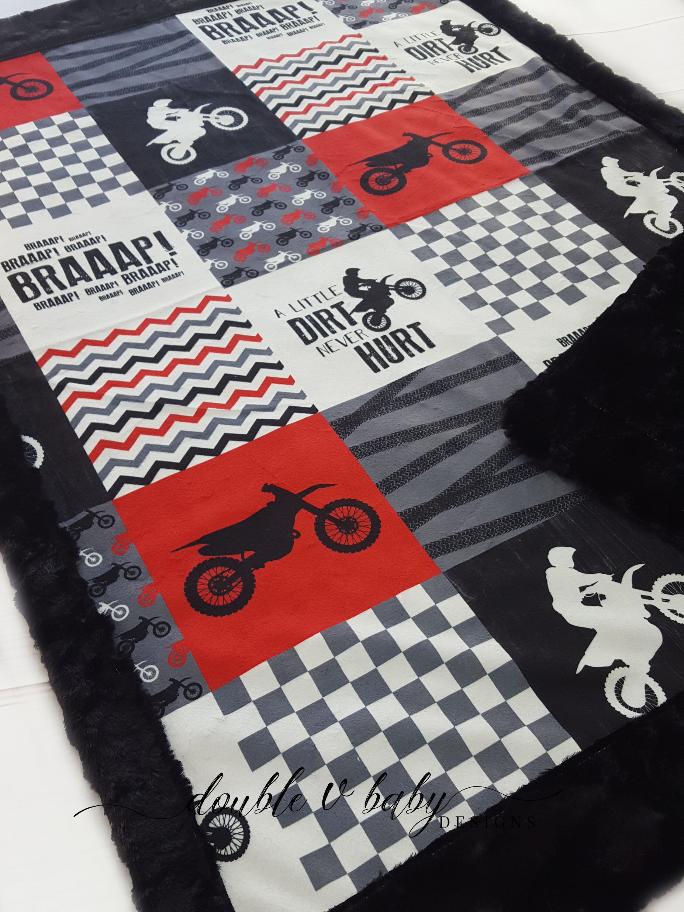 Dirtbike Baby Blanket Motocross Blanket Red Braap Etsy