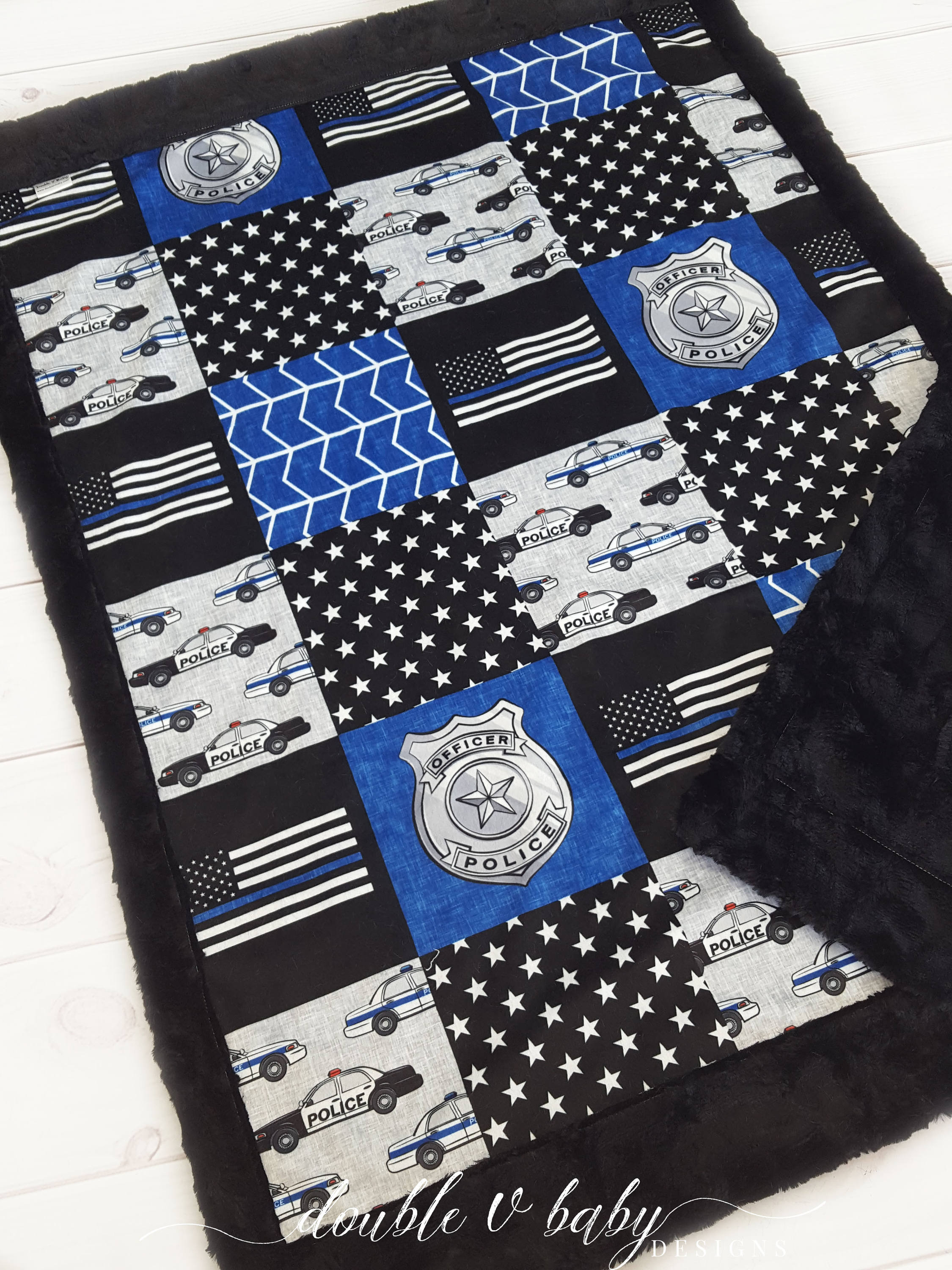 Thin Blue Line Police Minky Blanket Baby Bedding - Police Baby Bedding Thin Blue Line Police Minky Blanket Baby Bedding - Police Baby Bedding