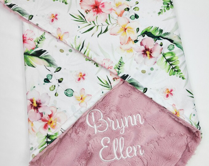 Hawaiian Baby Blanket Personalized Floral Tropical Baby Etsy