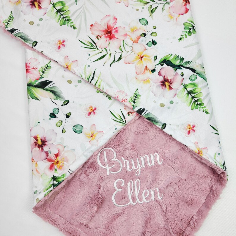 Hawaiian Baby Blanket Personalized Floral Tropical Baby Etsy