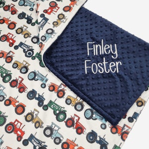 Personalized Baby Blanket Boy Tractor Baby Blanket Farm Baby Blanket ...