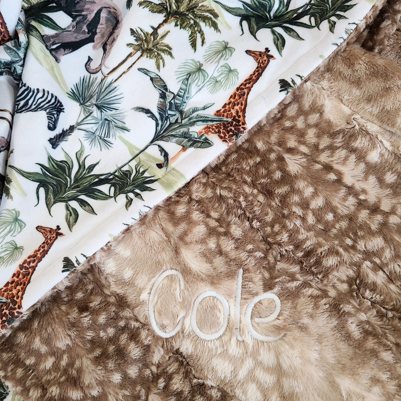 Safari Baby Blanket Personalized Jungle Baby Blanket Boy Etsy