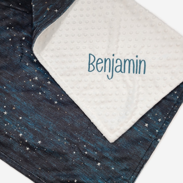 Personalized Baby Blanket - Midnight Star - Star Baby Blanket - Celestial Minky Baby Blanket with Name