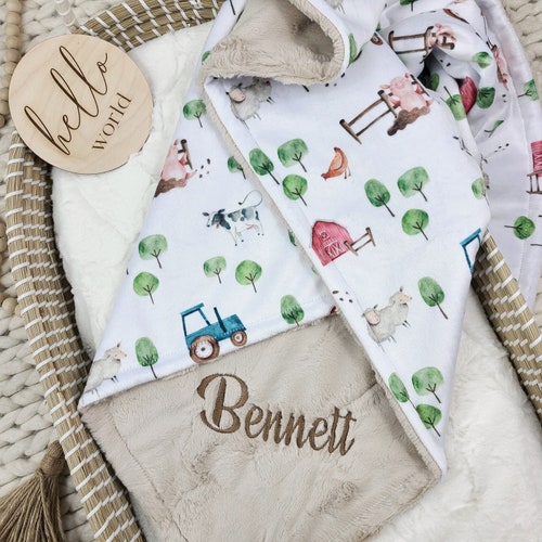 Personalized Farm Baby Blanket Barnyard Boy Baby Blanket - Etsy