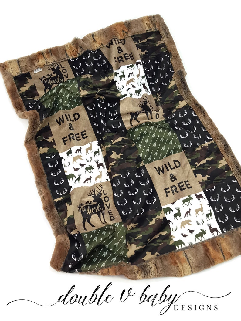 Rustic Baby Blanket Camo Minky Baby Blanket Woodland Faux Etsy