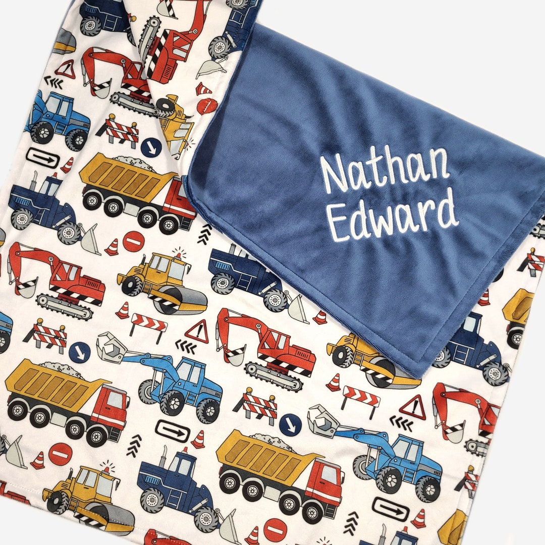 Personalized Boy Baby Blanket Boy Baby Custom Shower Gift Construction