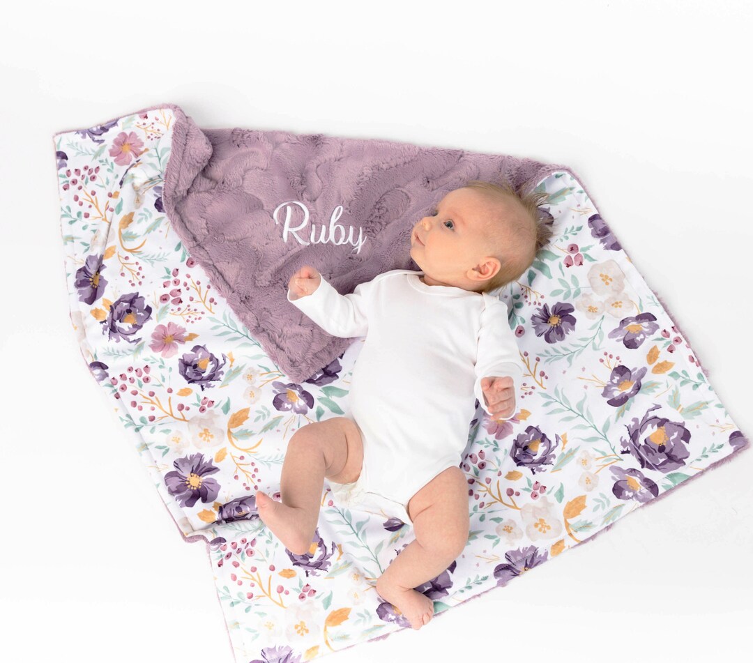 Personalized Baby Girl Blanket With Name - Custom Floral Print, 30"x40" Super Soft Polyester - View #10