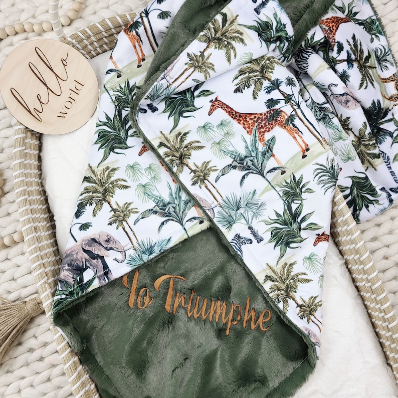 Safari Baby Blanket Personalized Jungle Baby Blanket Boy Etsy