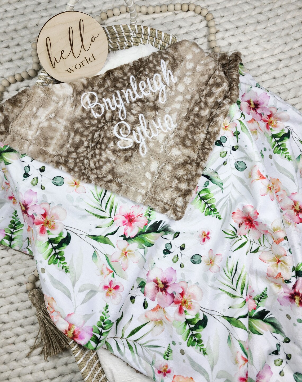 Hawaiian Baby Blanket Personalized Floral Tropical Baby Etsy