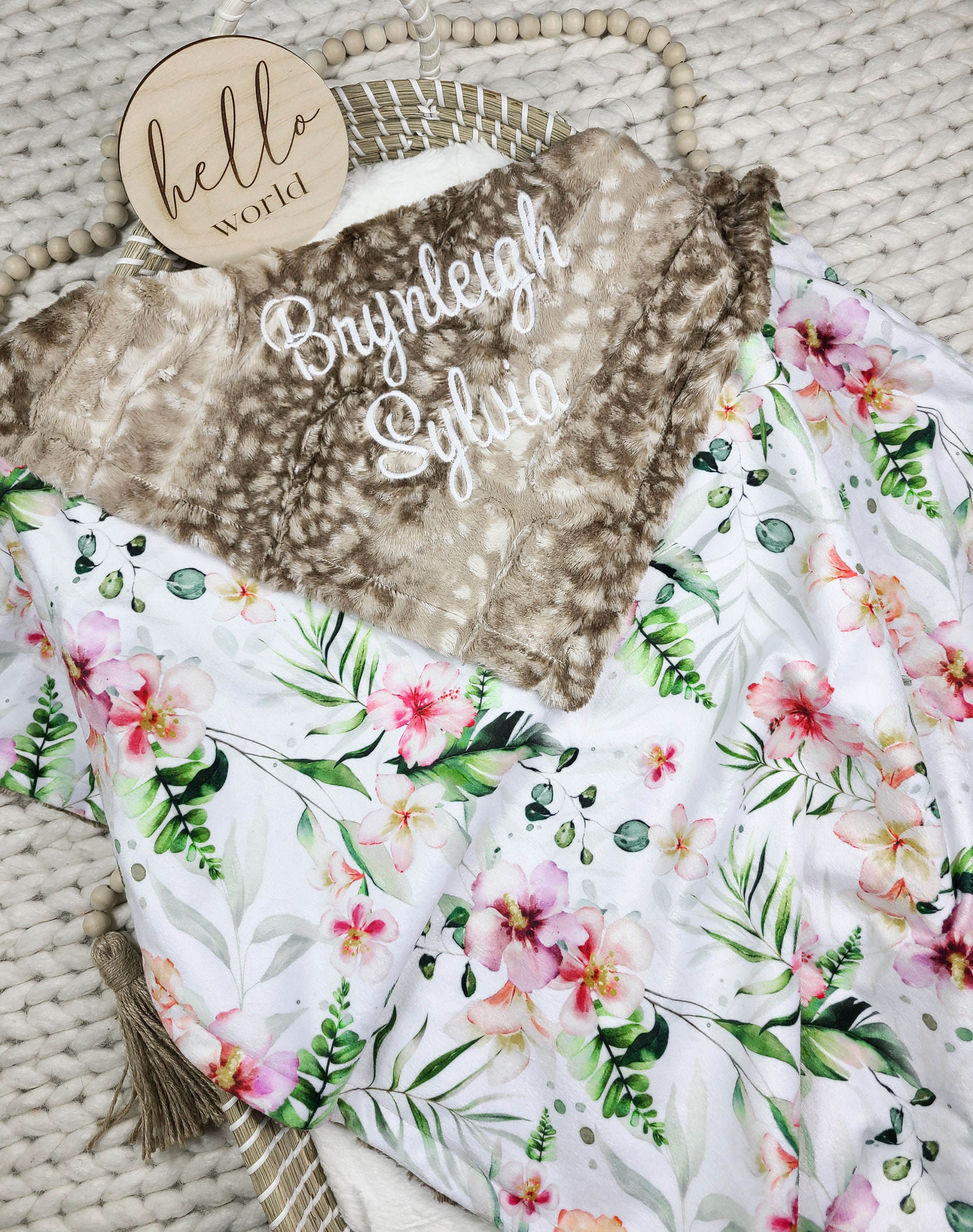 Hawaiian Baby Blanket Personalized Floral Tropical Baby Etsy