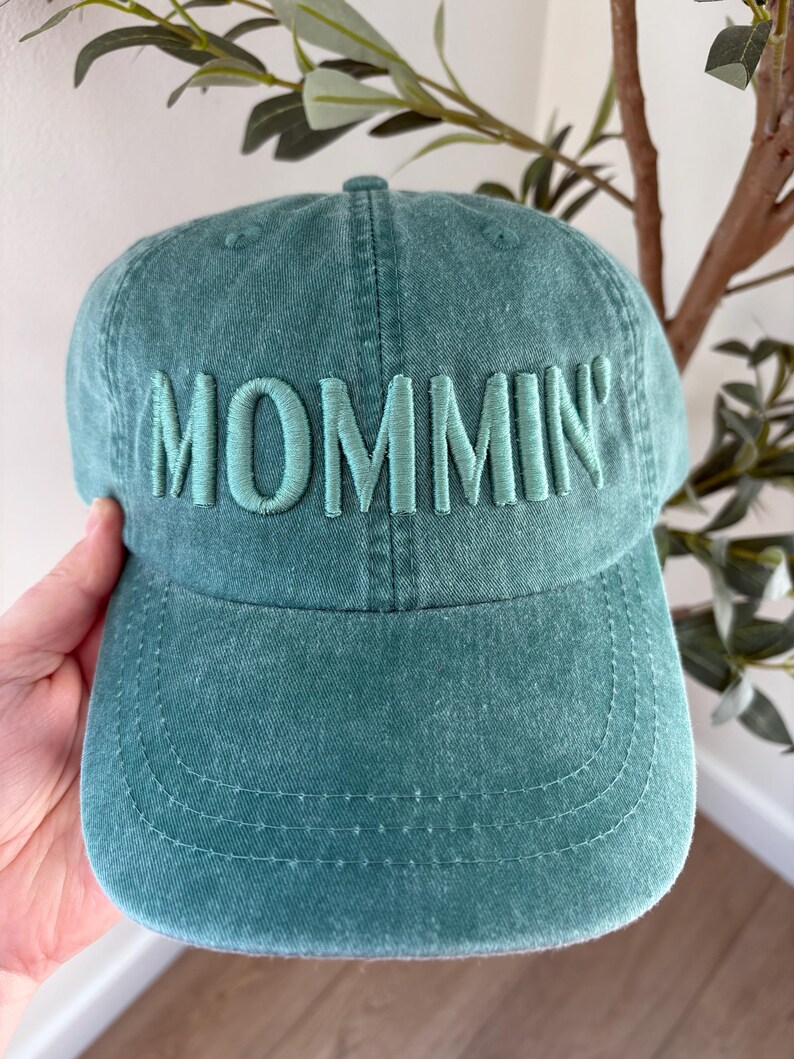 Mommin Embroidered Baseball Cap with 3D Puff Embroidery - Embroidered Mom Hat Forrest
