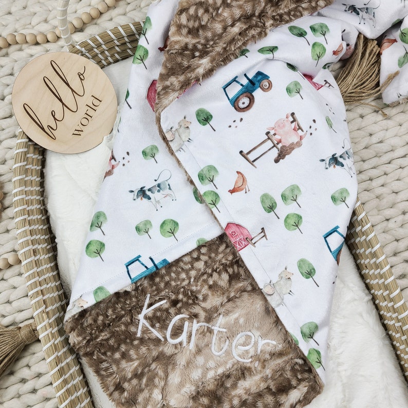 Personalized Farm Baby Blanket Barnyard Boy Baby Blanket Etsy
