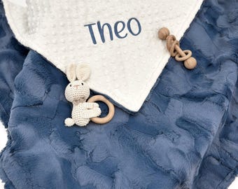 Custom Embroidered Baby Blanket - Personalized Baby Blanket - Gender Neutral Baby Blanket Minky - Newborn Baby Shower Gift - Luxe Minky