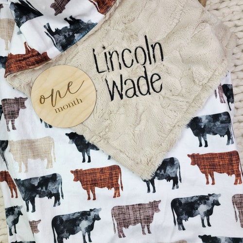 Personalized Minky Baby Blanket Farm Baby Blanket Baby Boy Etsy