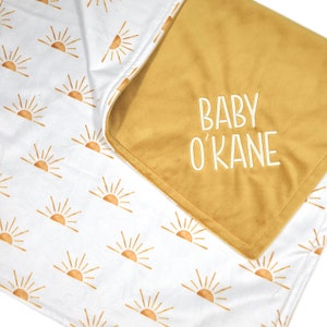 Boho Sun Baby Blanket - Personalized Baby Blanket - Gender Neutral Baby Blanket - Newborn Baby Shower Gift - Embroidered Minky Baby Blanket