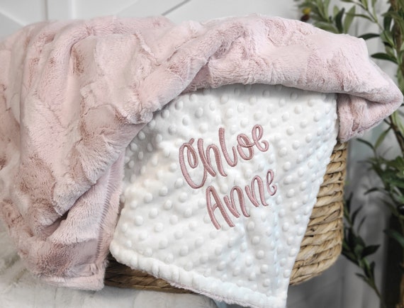 Personalized Baby Blanket - Custom Baby Blanket Minky - Embroidered Baby Blanket - Newborn Baby Shower Gift
