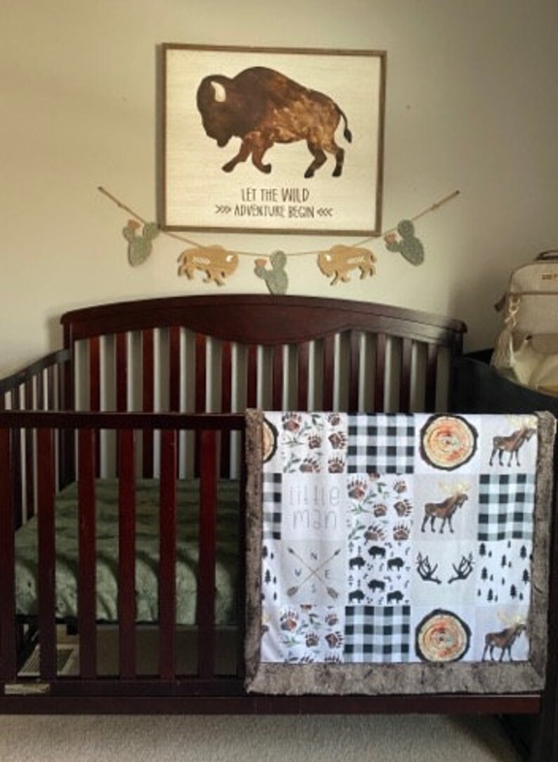 Moose Baby Blanket Little Man Minky Blanket Rustic Nursery Etsy