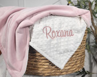 Custom Baby Blanket - Personalized Minky Baby Blanket - Embroidered Baby Blanket - Newborn Baby Shower Gift - Smooth or Dot Backing